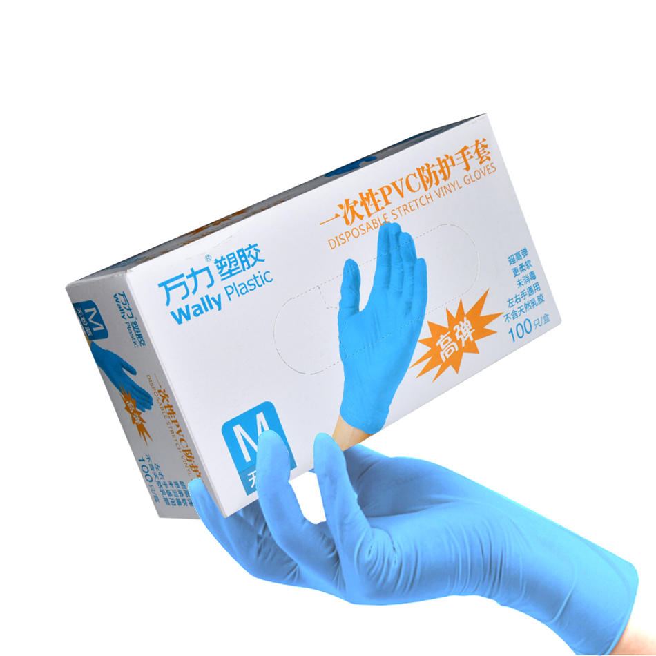 Перчатки одноразовые Wally Plastic disposable synthetic gloves Синий 100 шт